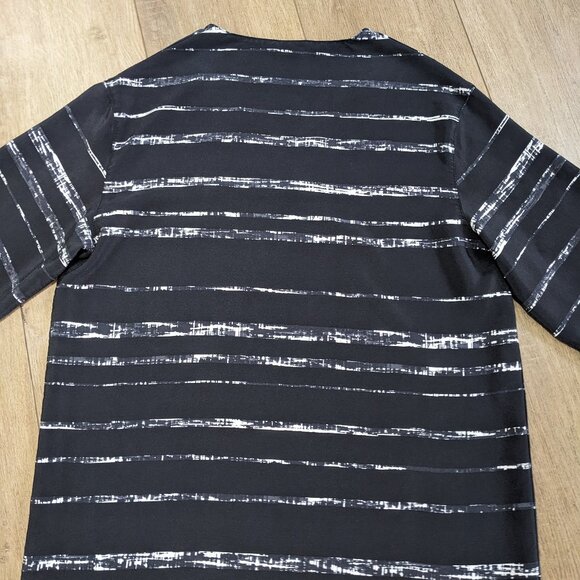 Vince Shadow Stripe Silk Dress Shift V-Neck 3/4 Sleeve Women's Sz S - Picture 10 of 12